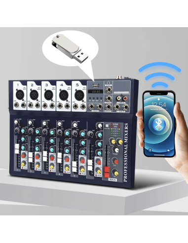 Mixer Audio 7 Canali Professionale Bluetooth...