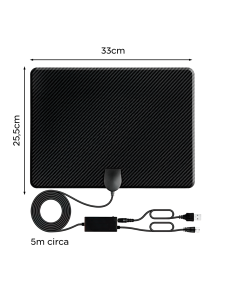 Antenna Digitale Terrestre per Interni 1080 Full HD con Amplificatore di Segnale
