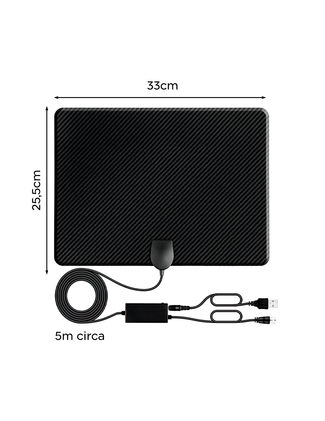 Antenna TV Interna HDTV Portatile – Digitale Terrestre Con Amplificatore, Cavo 4,4M, Supporto 4K VHF UHF FM DVB-T/T2