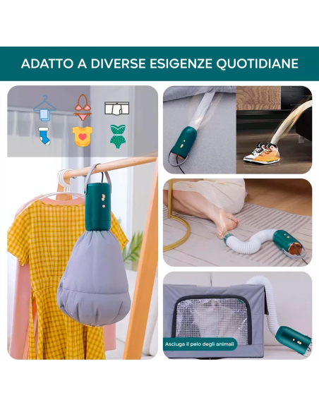 Mini Asciugatrice Elettrica Portatile da Viaggio Essiccatore di Scarpe con Tubo