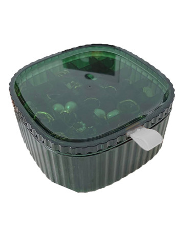 Image of Scatola Organizzatore Porta Gioielli Box Trasparente in Plastica con Scomparti Verde
