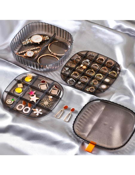 Scatola Organizzatore Porta Gioielli Box Trasparente in Plastica con Scomparti