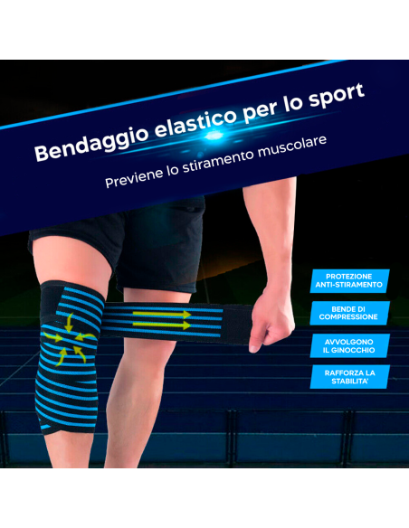 Fascia Ginocchio Tutore Elastico Chiusura a Velcro Regolabile Anti Strappamento