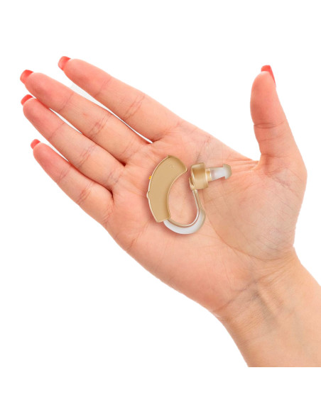 Set 2pz Mini Apparecchio Acustico Orecchio Auricolare Amplificatore a Batterie