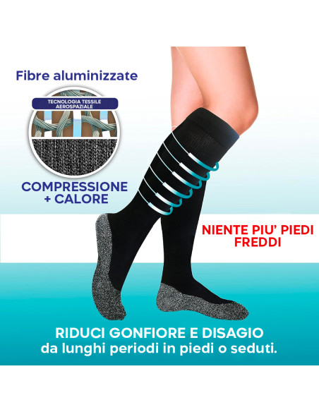 Coppia Calze Compressione per Circolazione Calzini Termici Unisex Traspiranti