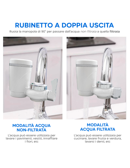 Filtro Purificatore di Acqua Rubinetto Anti Calcare Carbone Attivo Cucina Bagno