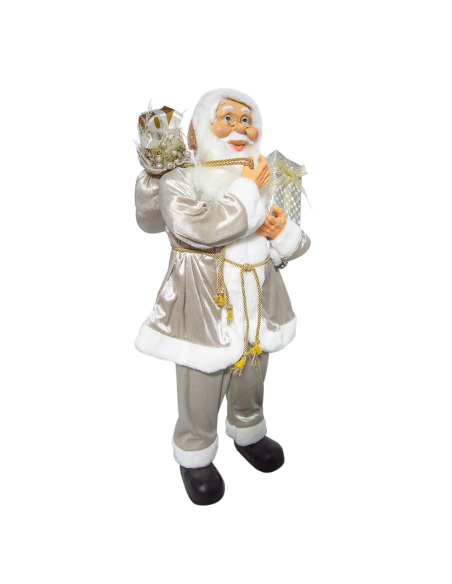 Babbo Natale Abito Champagne 144292 Decorazione 90H cm Mini Lucciole e Suoni