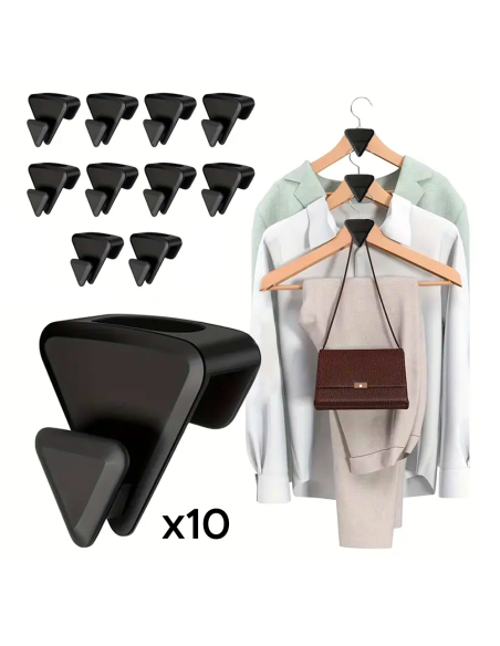 Set 10pz Grucce Appendiabiti a Sospensione Connettori in Plastica Salvaspazio