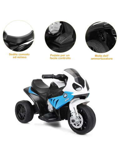 Moto elettrica bambini BMW LT883 luci led 6V mp3
