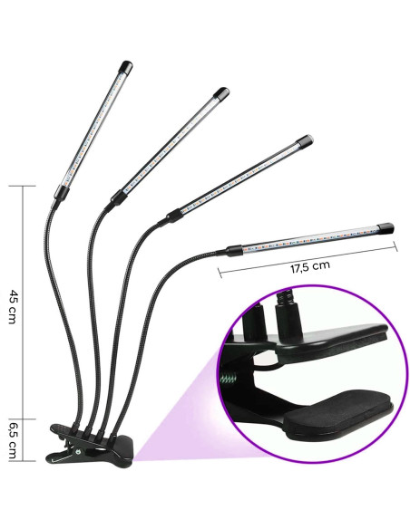 Luci Coltivazione Piante Illuminazione Indoor 4 Strisce LED Alimentazione USB