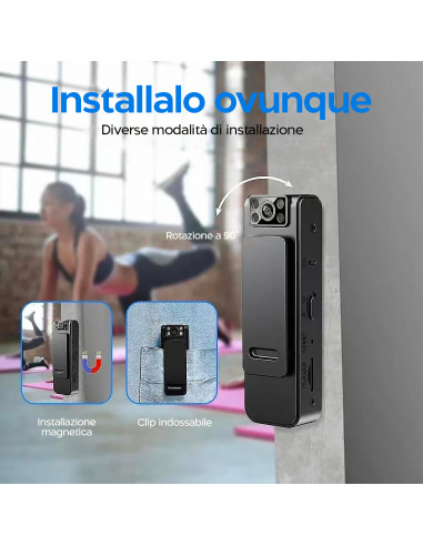 Mini Videocamera Portatile Wireless 1080HD...