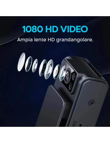 Mini Videocamera Portatile Wireless 1080HD Visione Notturna con Clip e Magnete