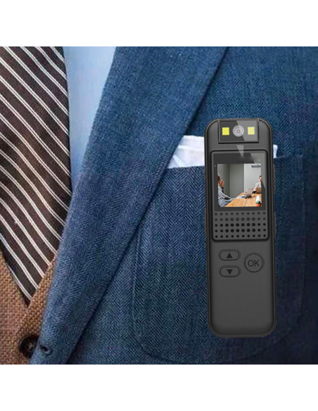 Mini Videocamera Audio Portatile Schermo Full HD Visione Notturna Clip sul Retro