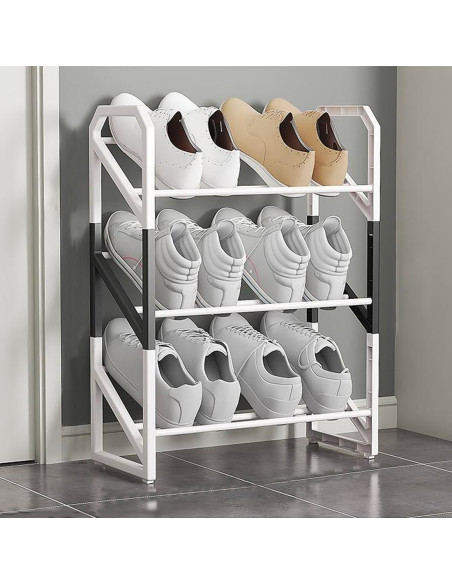 Scaffale Scarpiera per Scarpe Organizzatore Plastica Multifunzionale 3 Ripiani
