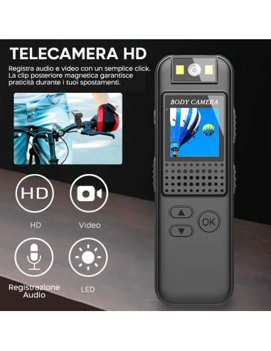 Mini Videocamera Audio Portatile Schermo Full...