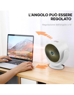 Mini Termoventilatore Elettrico 900W Stufa Scrivania da Tavolo con Inclinazione