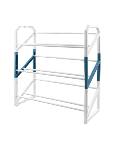 Scaffale Scarpiera per Scarpe Organizzatore Plastica Multifunzionale 3 Ripiani Blu