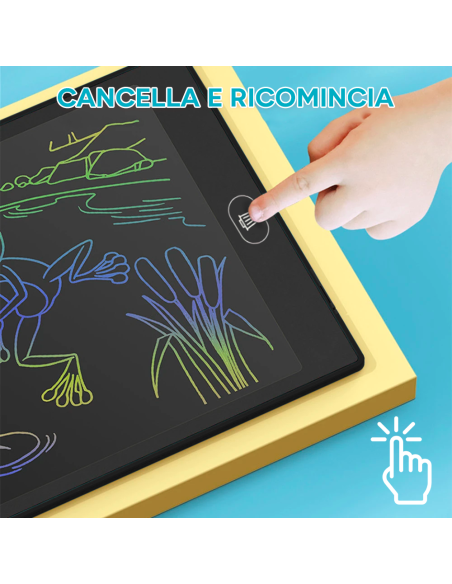 Lavagna Elettronica LCD 12" Tavoletta Grafica Scrittura Cancellabile per Bambini