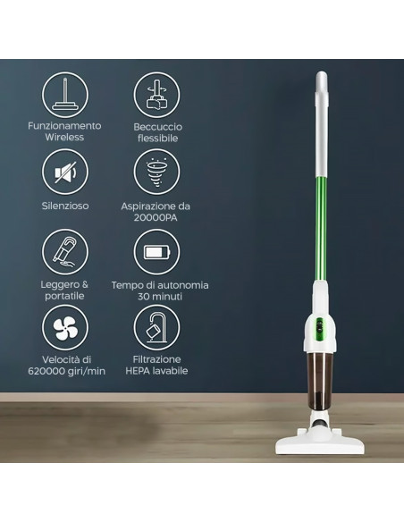 Aspirapolvere Senza Fili Portatile Multifunzione Ricaricabile USB con Filtro