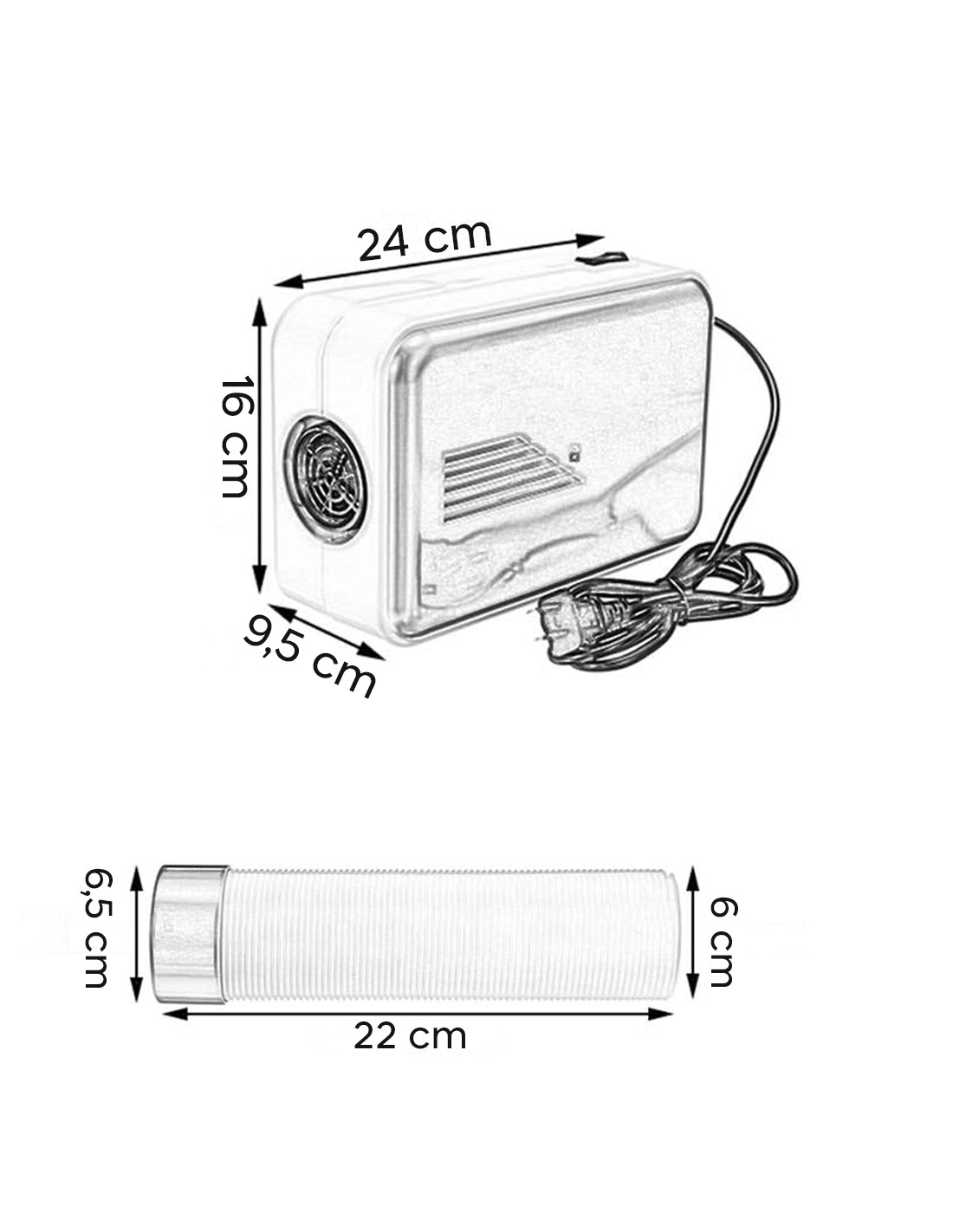 Asciugabiancheria Elettrico Portatile 600W 518105 Asciugatrice Multifunzione