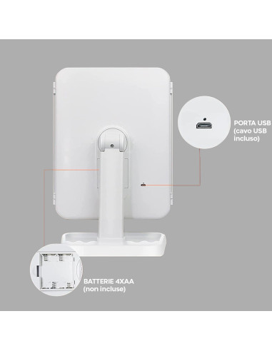 Specchio Cosmetico LED Make UP Ricaricabile...