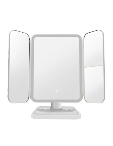 Specchio Cosmetico LED Make UP Ricaricabile Zoom 3x Design Touch con 3 Modalità