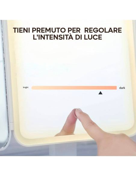 Specchio Cosmetico LED Make UP Ricaricabile Zoom 3x Design Touch con 3 Modalità