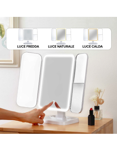Specchio Cosmetico LED Make UP Ricaricabile...