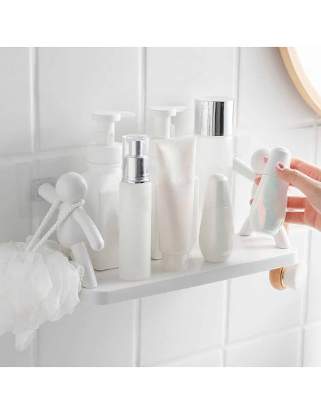 Mensola Portaoggetti Organizer a Parete Montaggio Senza Foro per Bagno e Cucina