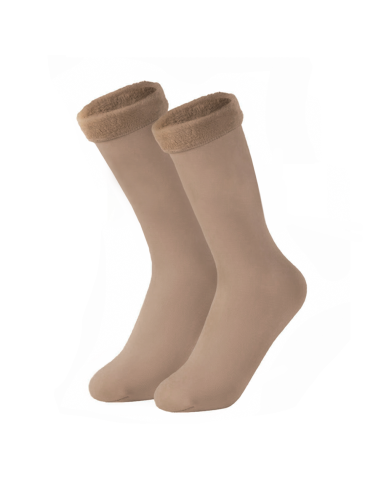 Image of Coppia Calzini Termici Invernali Gambaletto Unisex Caldi Calzettoni Taglia Unica Beige