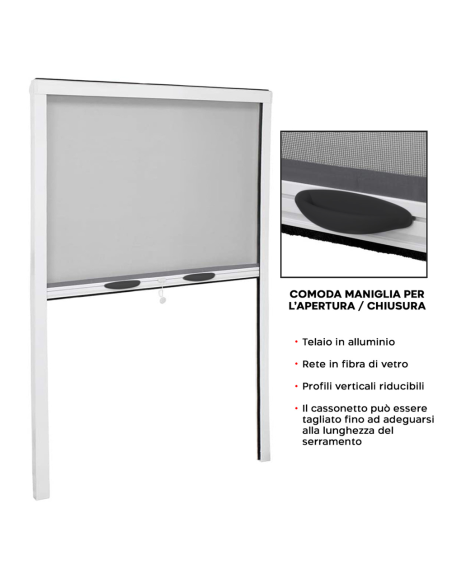 Zanzariera a Rullo 120X170 Riducibile Kit per Finestra con Telaio in Alluminio