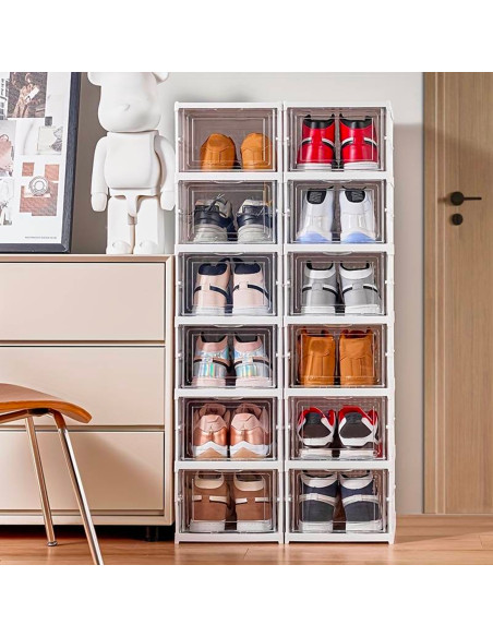 Scarpiera 6 Scatole Impilabile Contenitore Pieghevole Organizzatori Porta Scarpe
