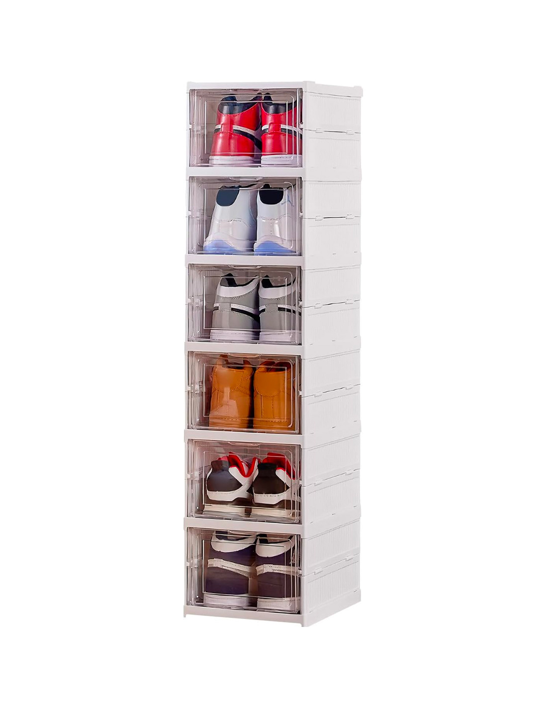 6 set di 6 contenitori per scarpe, 33x23x12cm - contenitori per