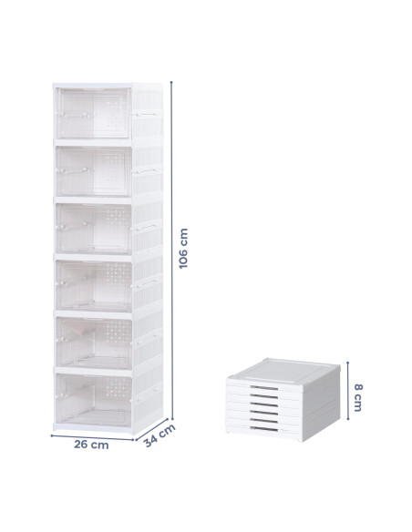 Scarpiera 6 Scatole Impilabile Contenitore Pieghevole Organizzatori Porta Scarpe