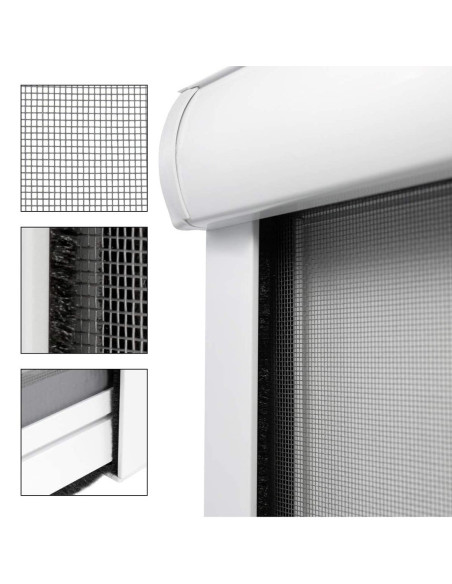 Zanzariera a Rullo 160X170 Riducibile Kit per Finestra con Telaio in Alluminio