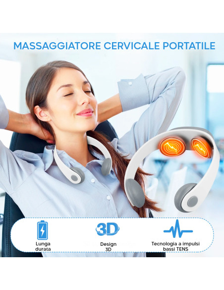 Massaggiatore Scaldacollo Ricaricabile USB Temperatura Regolabile per Cervicale