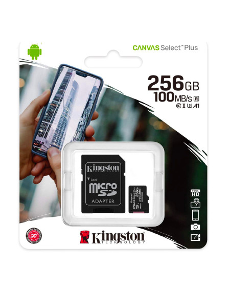 Kingston Canvas Select Plus SDCS2/256GB Scheda MicroSD Classe 10 e Adattatore SD