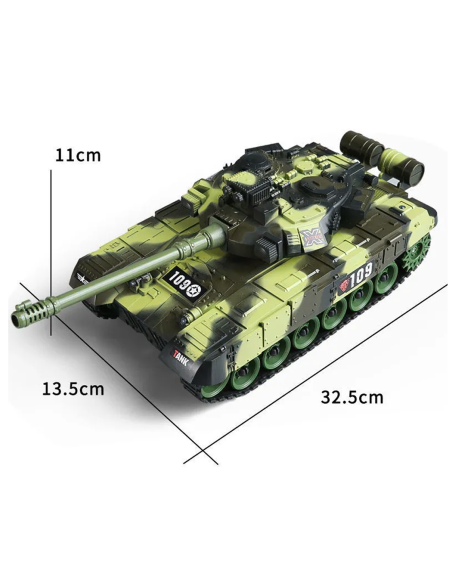 Carro Armato Telecomandato Giocattolo per Bambini Scala 1:30 Effetti Sonori Luci