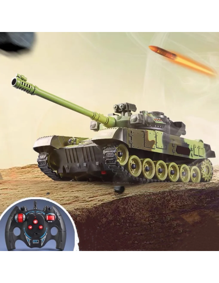 Carro Armato Telecomandato Giocattolo per Bambini Scala 1:30 Effetti Sonori Luci