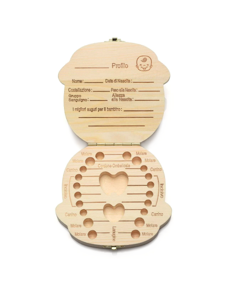 Cofanetto in legno 4221 porta dentini da latte per maschietto e femminuccia
