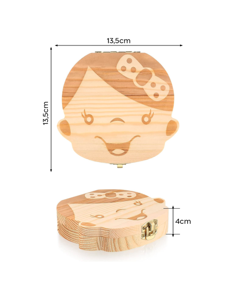 Cofanetto in legno 4221 porta dentini da latte per maschietto e femminuccia