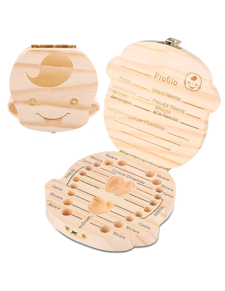 Cofanetto in legno 4221 porta dentini da latte per maschietto e femminuccia