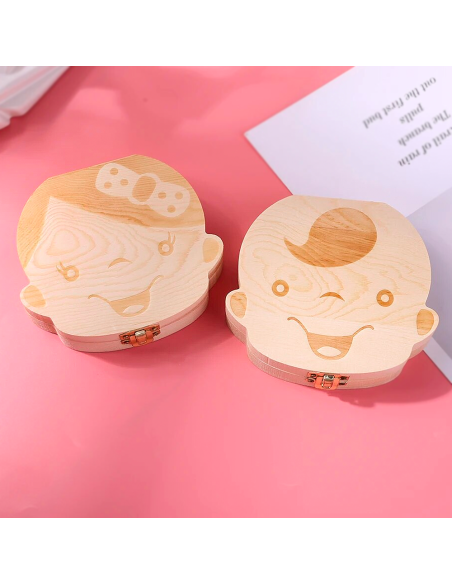 Cofanetto in legno 4221 porta dentini da latte per maschietto e femminuccia