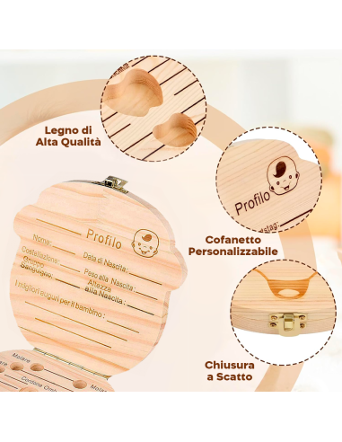 Cofanetto in legno 4221 porta dentini da latte...