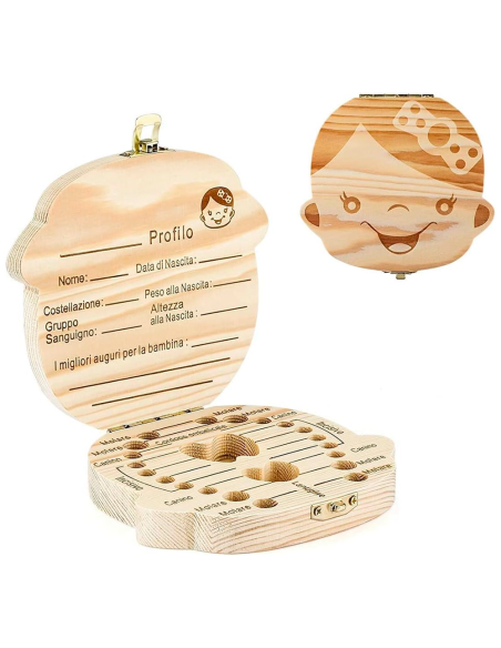 Cofanetto in legno 4221 porta dentini da latte per maschietto e femminuccia