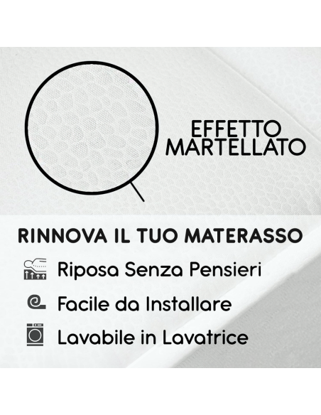 Topper Coprimaterasso Letto Matrimoniale 3cm 165x200 in Microfibra con Elastici