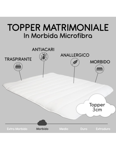 Topper Coprimaterasso Letto Matrimoniale 3cm...