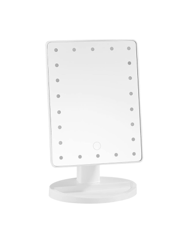 Specchio Cosmetico LED Ricaricabile Portatile da Tavolo Girevole e Inclinabile