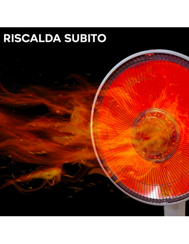 Stufa Elettrica Parabola 39cm Piantana Fibra di...