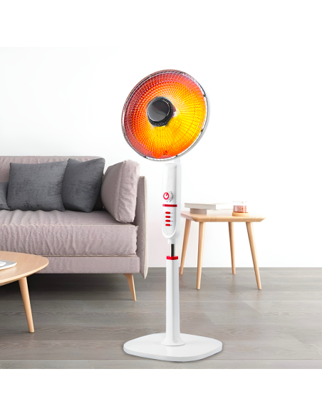 Stufa Elettrica Parabola 39cm Piantana Fibra di Carbonio 450W e 900W Oscillante